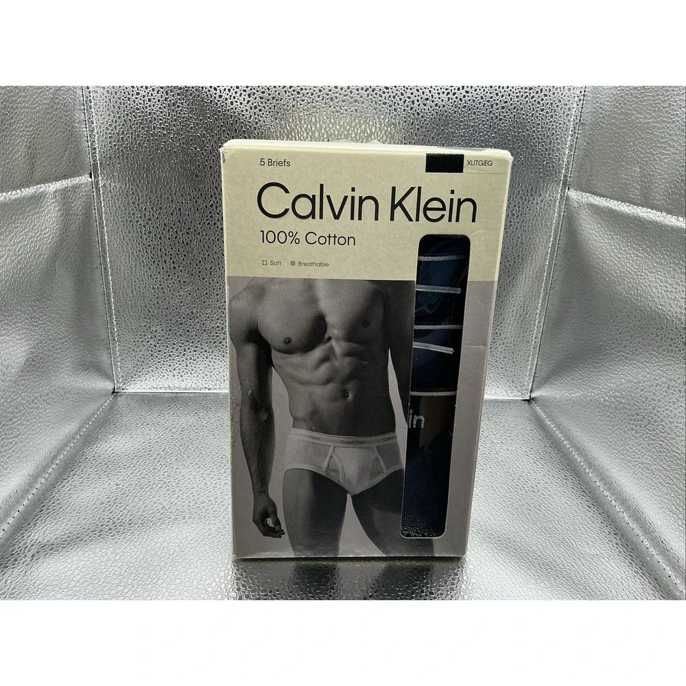 Calvin Klein Men's 5-Pack 100% Cotton Breathable Briefs Size XL - Black NIB